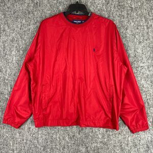 Polo Golf Windbreaker Mens XL Red Ralph Lauren Side Zip Baggy Mesh Lined Pockets